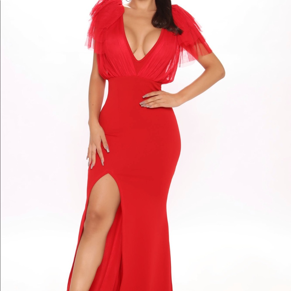 Red formal maxi dress